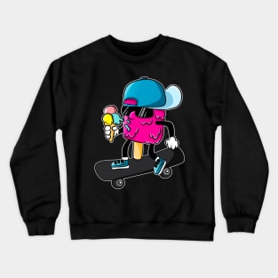 Ice Cream Skater Funny Cool Cartoon Skateboard Crewneck Sweatshirt